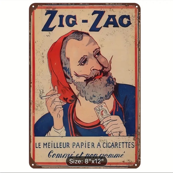 🆕 Zig-Zag Vintage Metal Tin Sign - Wall Art Decor for Home - Bar - Retro - Picture 2 of 6